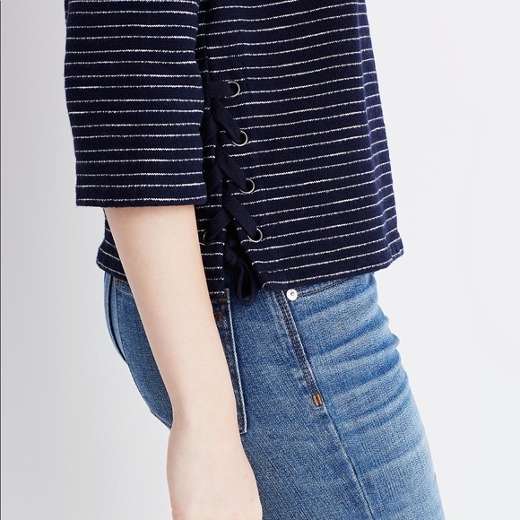 Madewell Striped Side-Lace‎ Top size Small - Picture 10 of 10